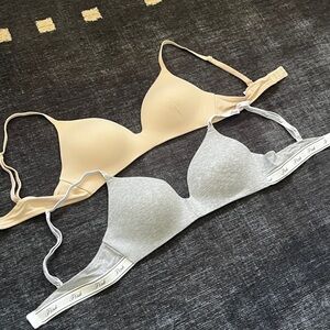 BUNDLE OF 2 - PINK Wear Everywhere Lightly Lined Wireless Bras 36B Nude & Grey